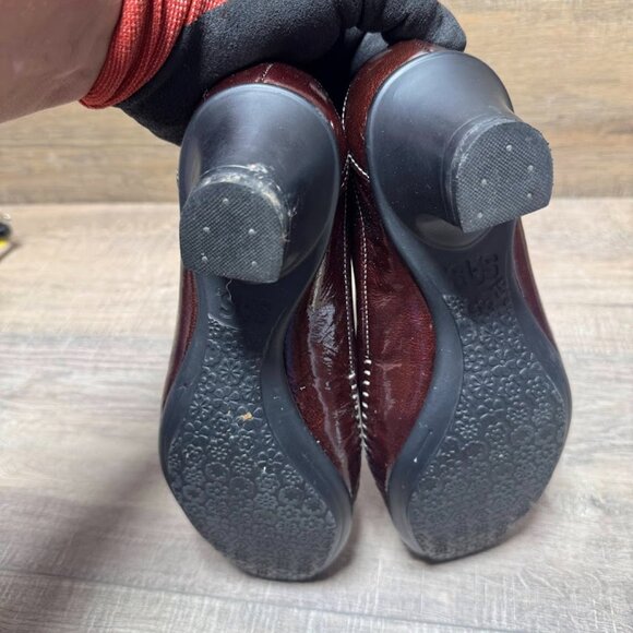 SAS Sonyo Bordo Red Patent Leather Slip On Low Heel Pumps Women's Size 8 - Picture 5 of 7